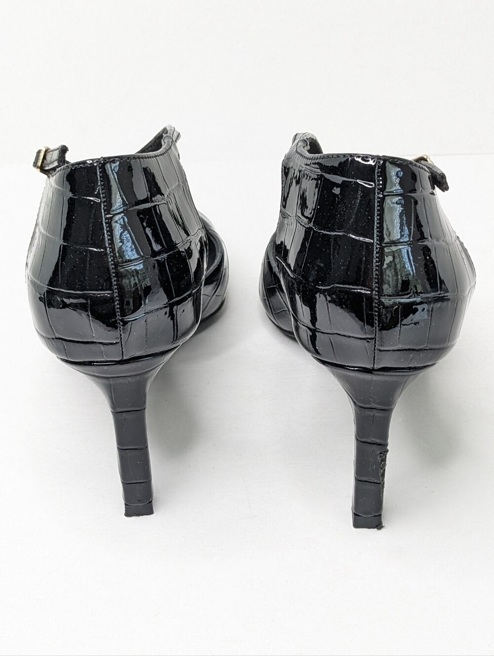 Anne Klein Robyn Croc Embossed Ankle Strap Pumps Black Women's 8.5 - Picture 4 of 7